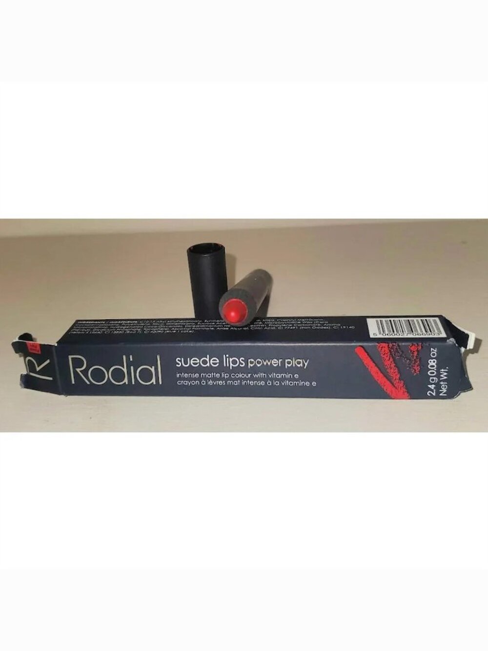 Rodial Suede Lips Matte Lip Crayon Power Play Red Lipstick 2.4 g 0.08 oz NIB